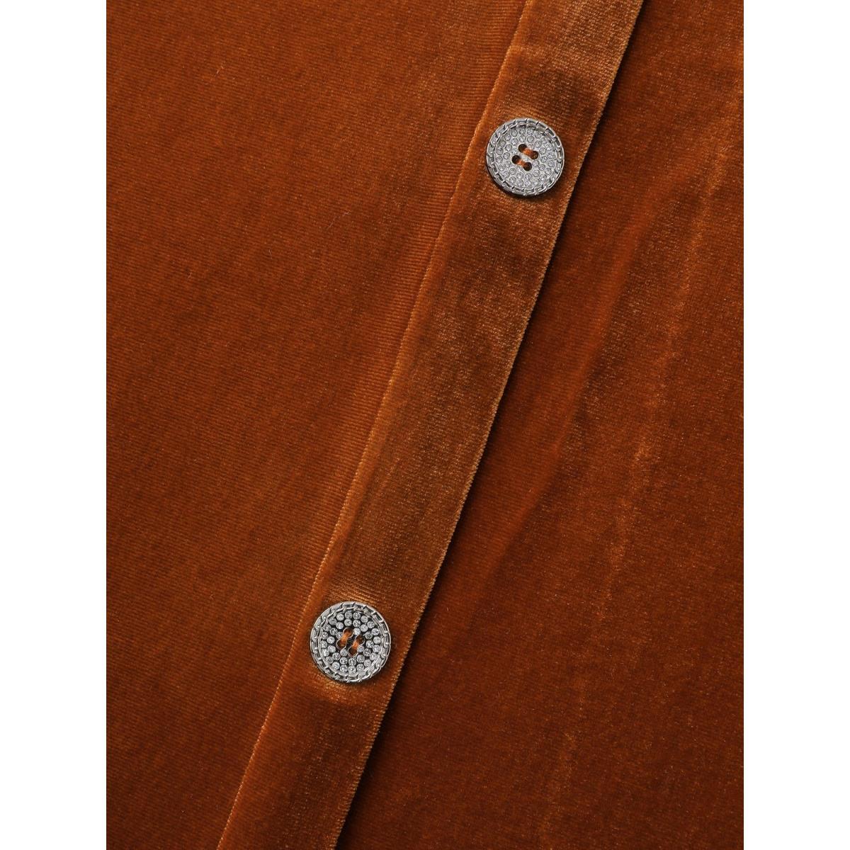 Plus Size Velvet Button Pockets Flutter Sleeve Midi Dress Amber Women Timeless Button Square Neck Short sleeve Curvy BloomChic 10/M Product Image