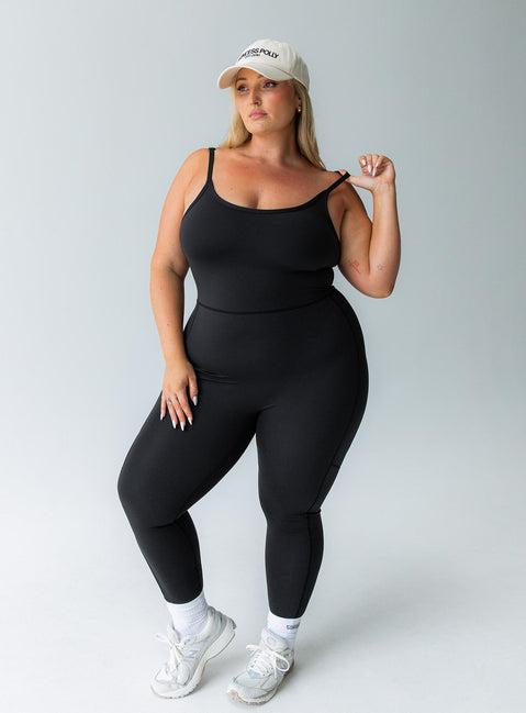 Go Getter Activewear Jumpsuit Black Curve Product Image