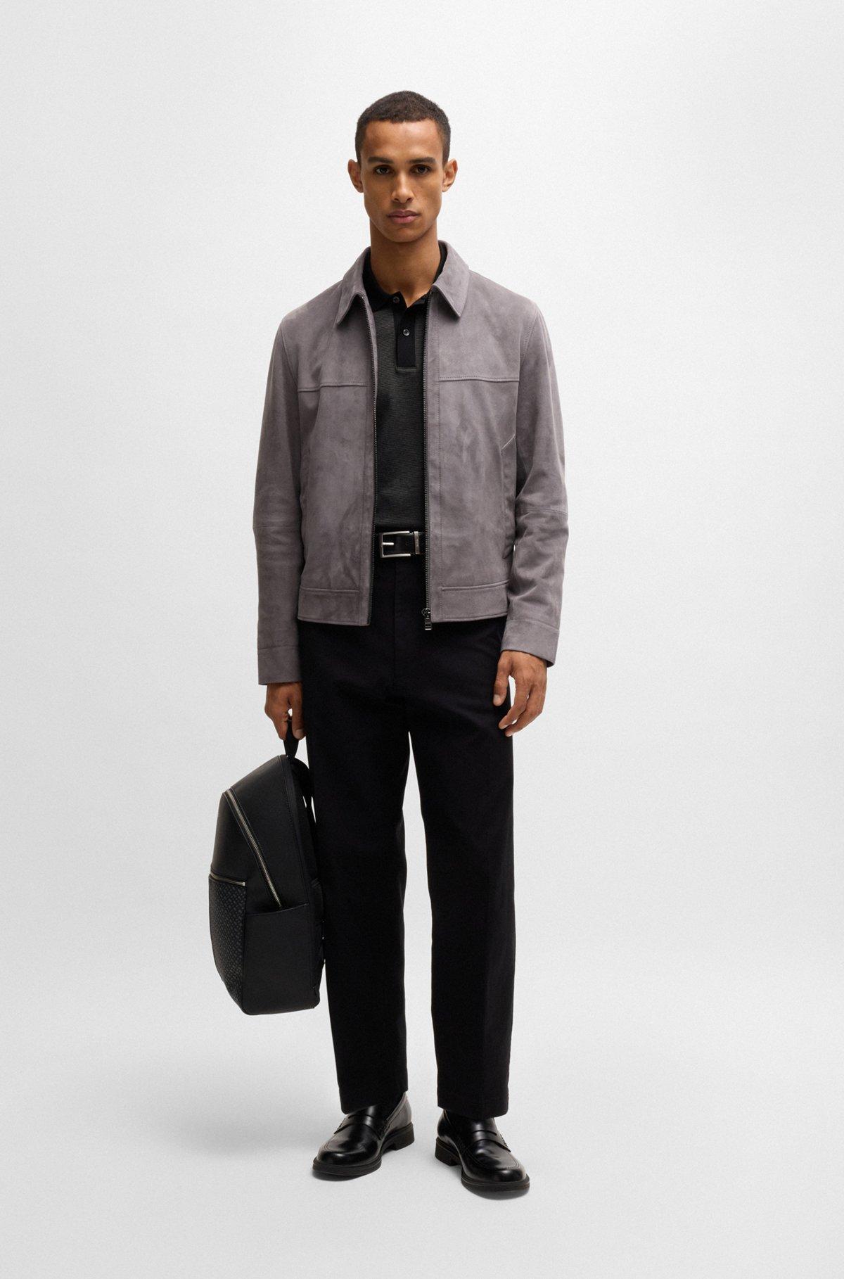 Micro-pattern polo shirt in mercerised cotton Product Image