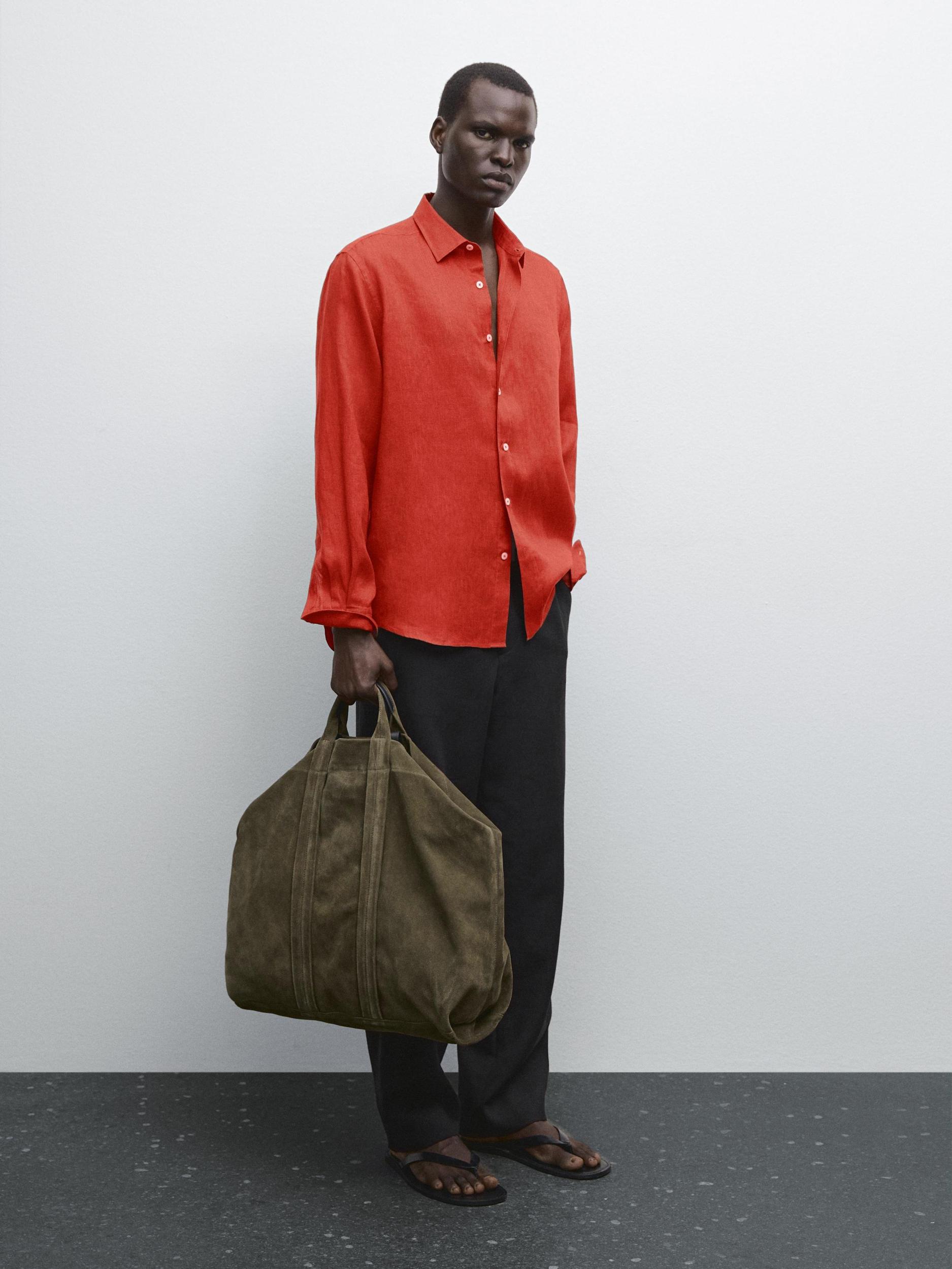 100% linen slim fit shirt Product Image