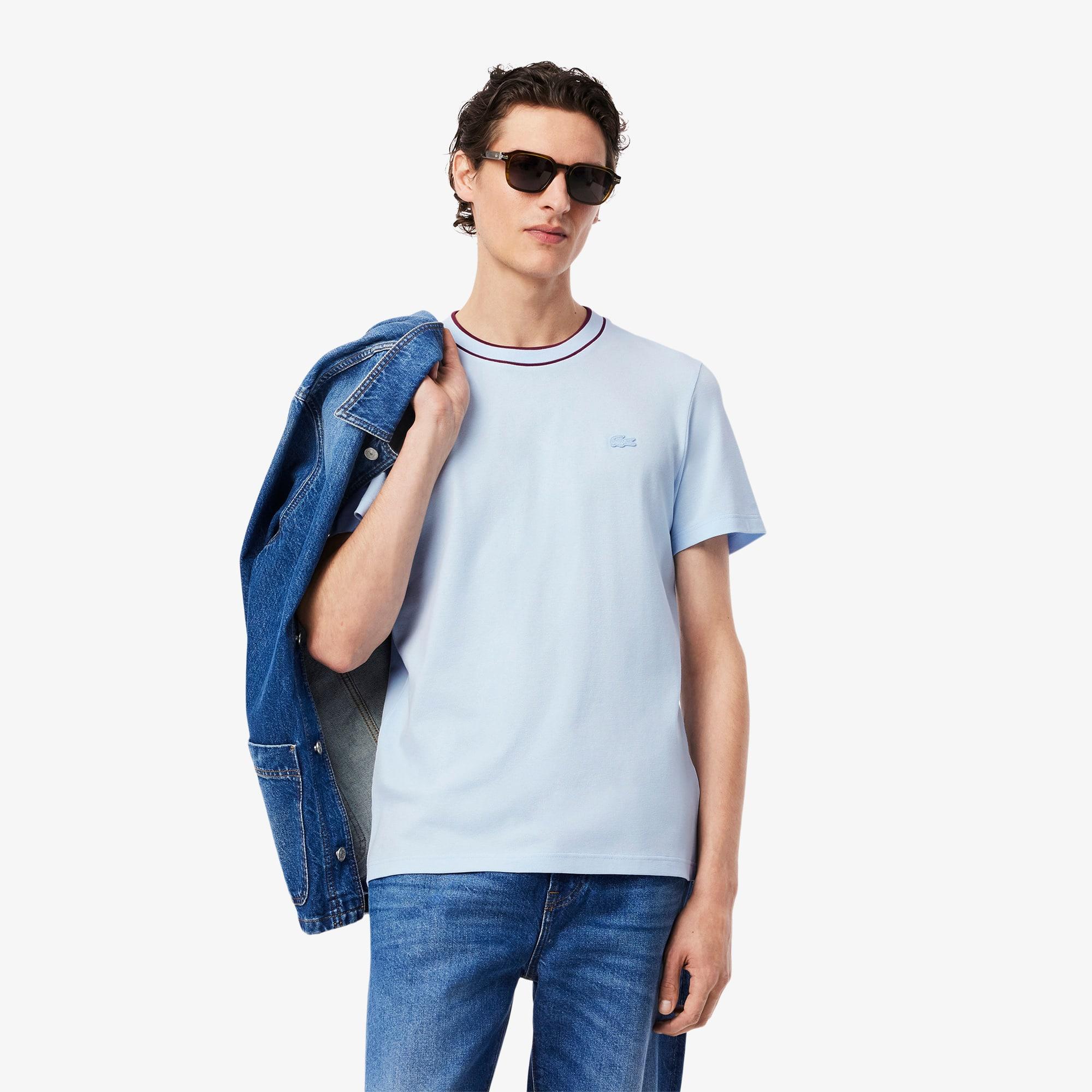 Men's Stretch Piqué Striped Collar T-Shirt Product Image