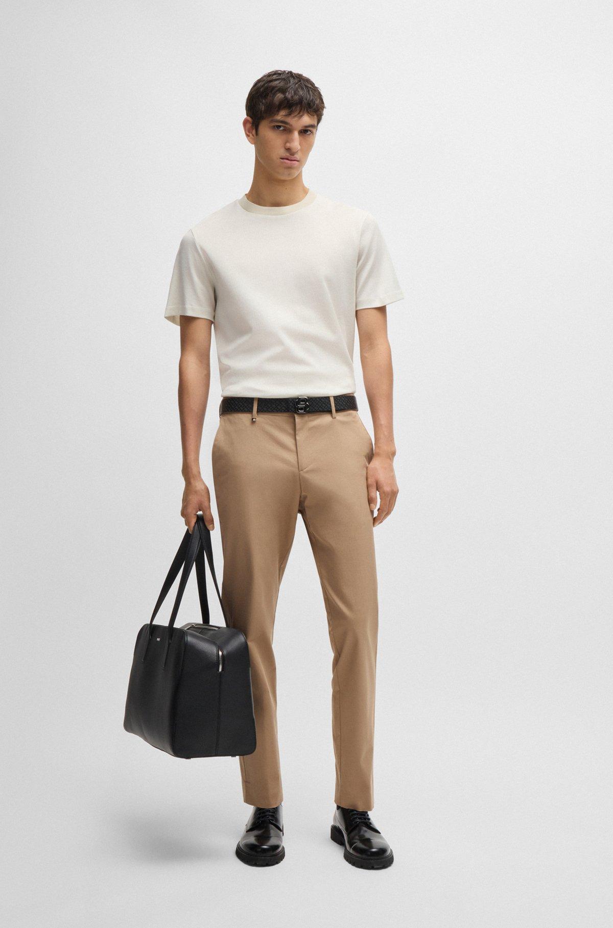 Regular-fit T-shirt in structured cotton Product Image