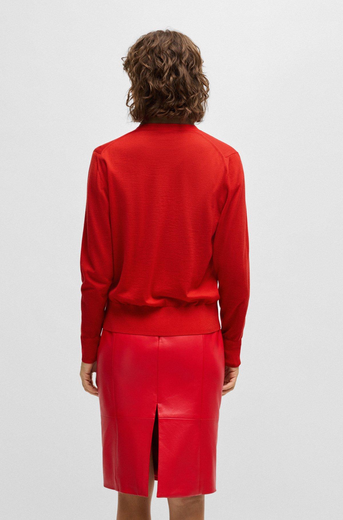 V-neck knitted cardigan in wool Product Image