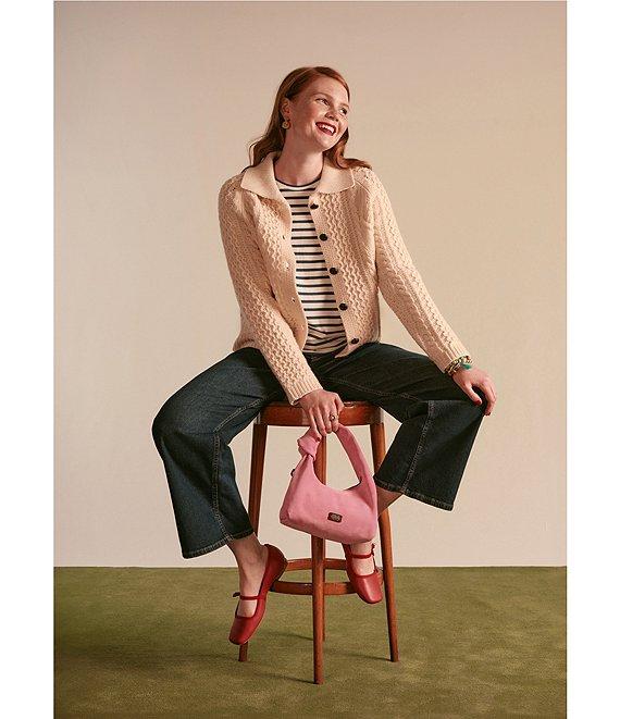 FRANCES VALENTINE Pima Cotton Button Front Long Sleeve Fisherman Cardigan Product Image