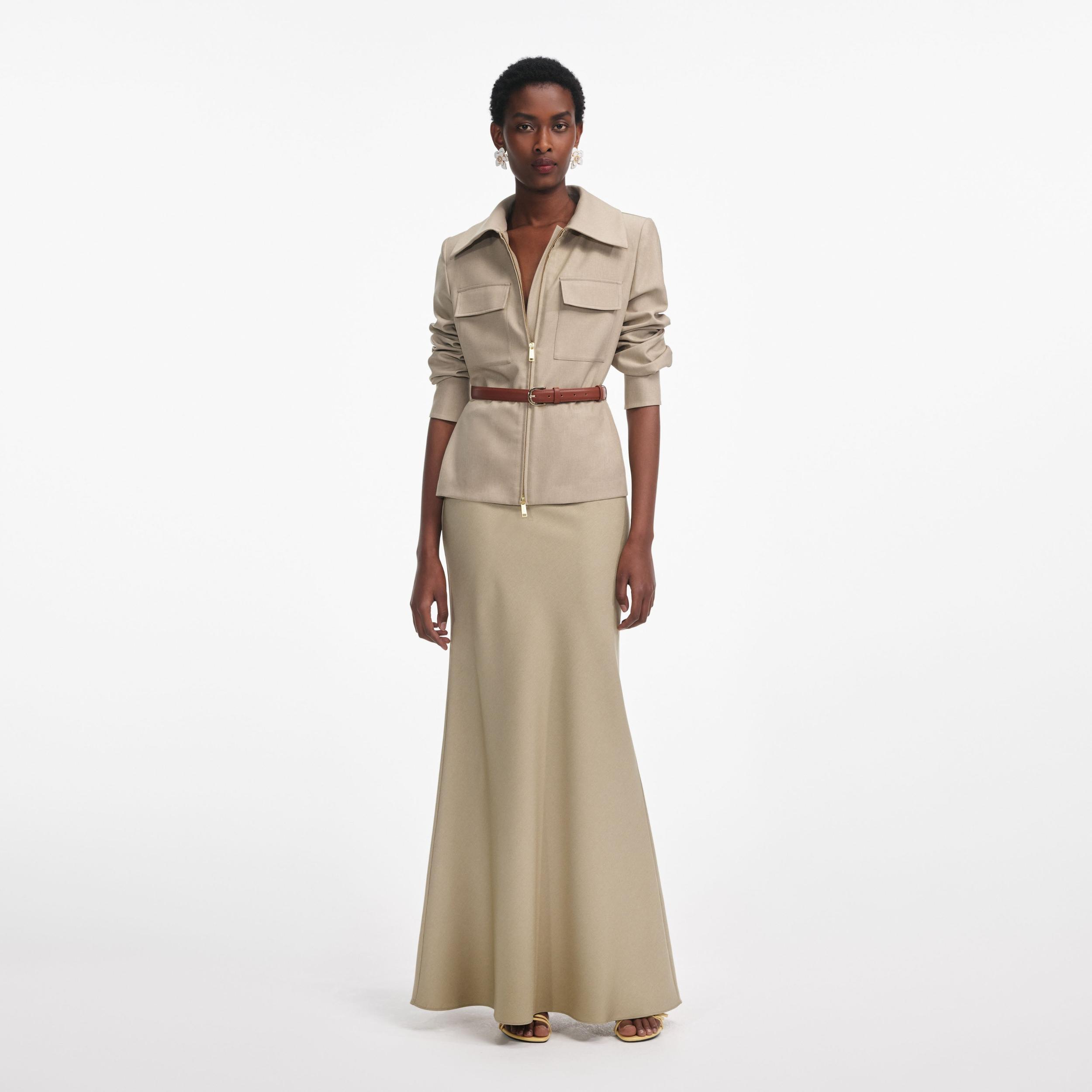 Beige Twill Maxi Dress Product Image