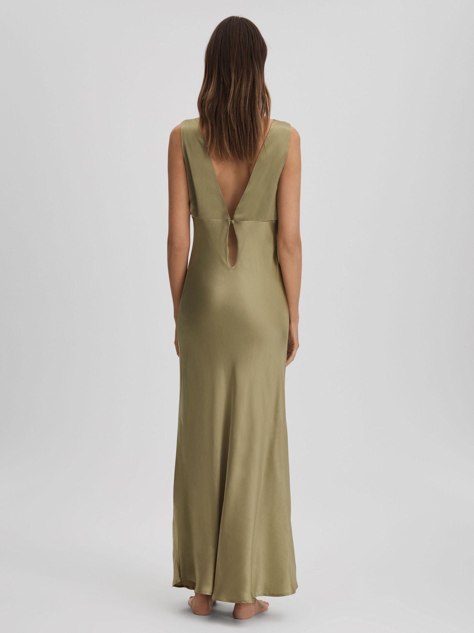 Maison Essentiele Silk Nightdress in Olive Product Image