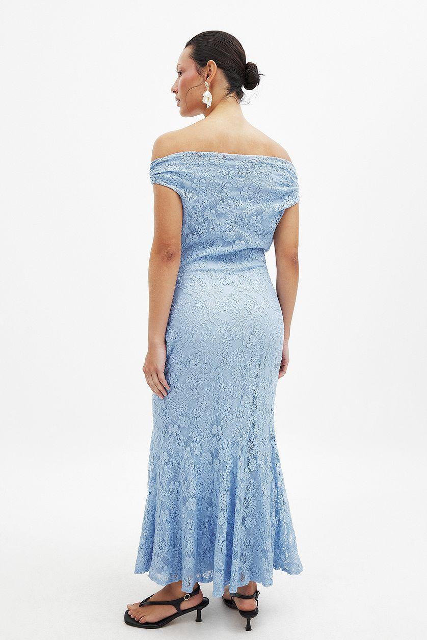 Off Shoulder Midi Lace Dress Product Image