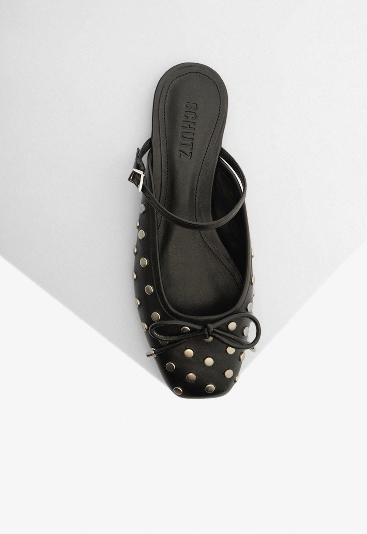 Arissa Mule Black Leather Flat Product Image