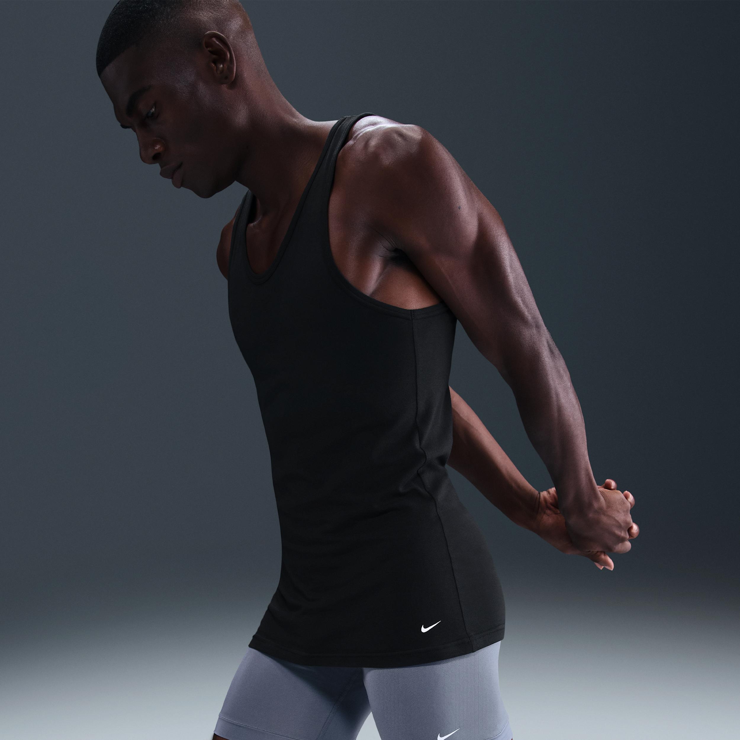 Nike Men's Dri-FIT Essential Cotton Stretch Slim Fit Tank Top Undershirt (2-Pack) Product Image