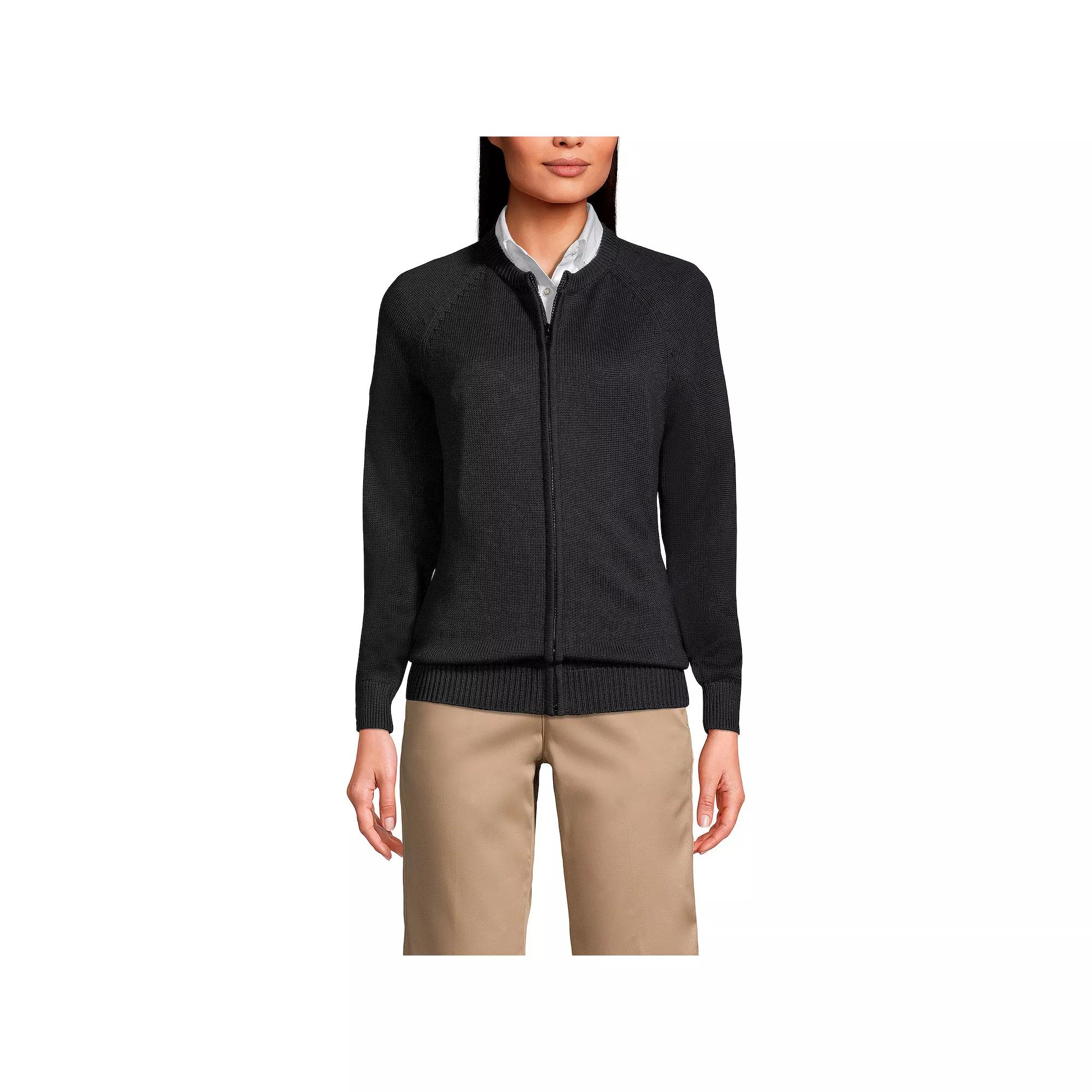 Women's Lands' End School Uniform Zipper-Front Cardigan Sweater,  Product Image