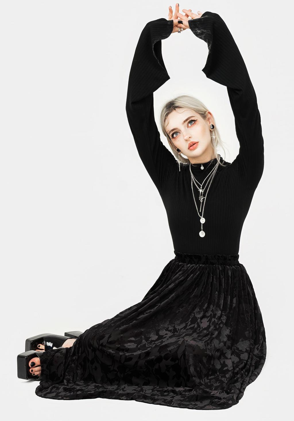 Ava Devoré Mesh Midi Skirt Product Image