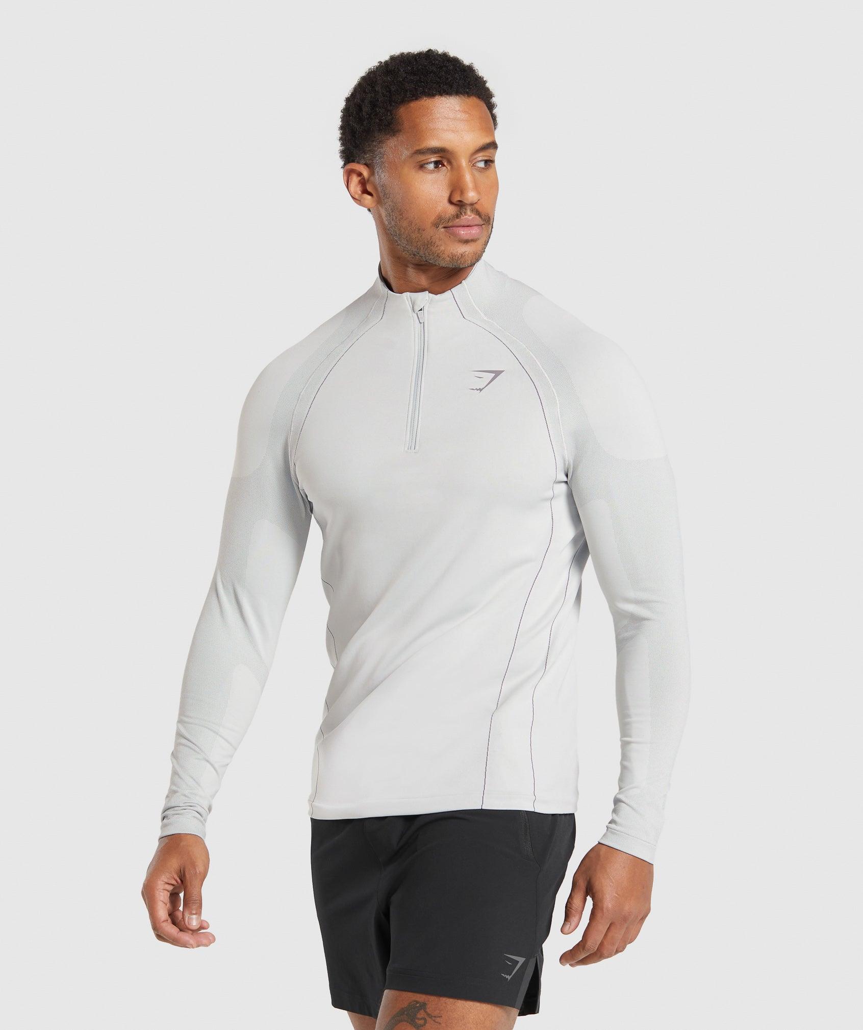 Gymshark Apex Seamless 1/4 Zip - Light Grey/Medium Grey Male Product Image