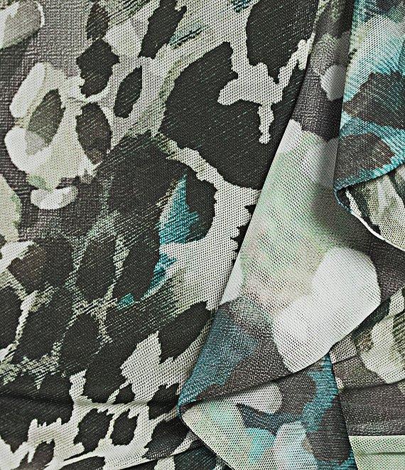 Guess Verdiana Leopard Printed Short Sleeve Slinky Mesh T-Shirt Product Image