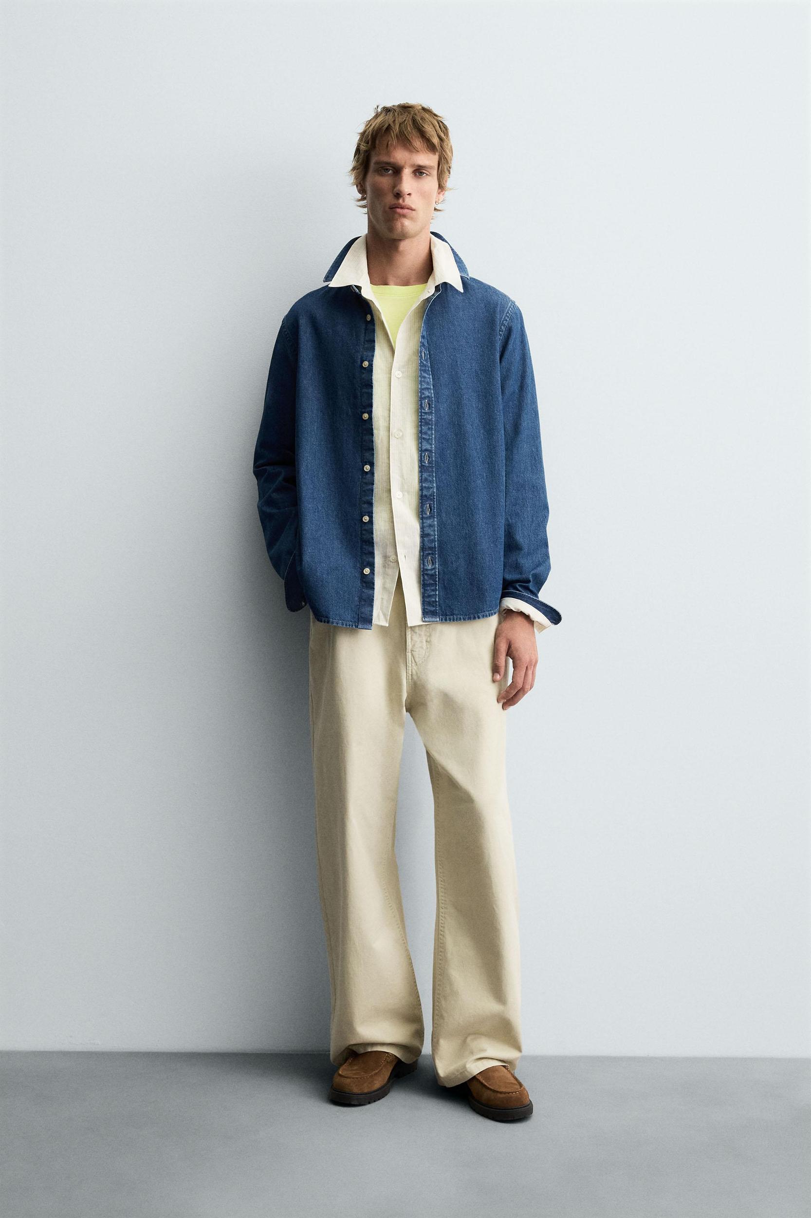 TOPSTITCHED DENIM SHIRT Product Image