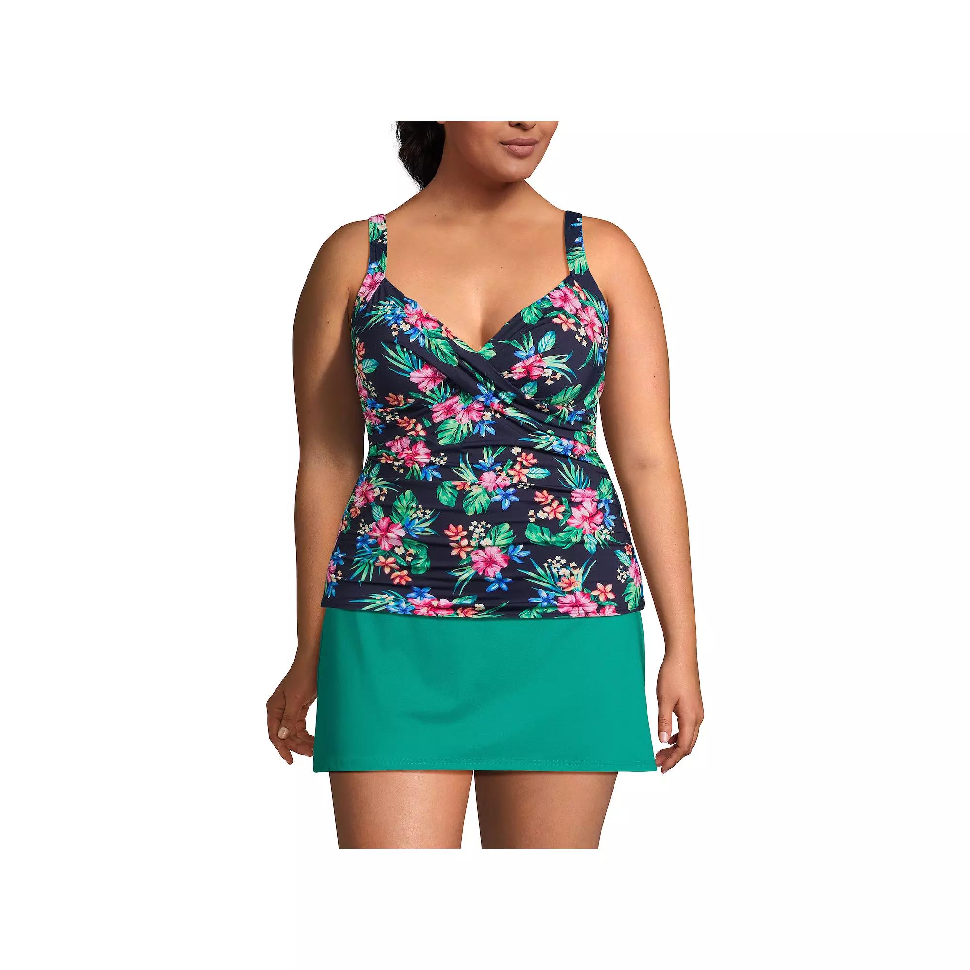Plus Size Lands' End UPF 50 Bust Enhancer DD-Cup Tankini Top, Women's, Size: 18W Dd, Deep  Blue Rosella Product Image