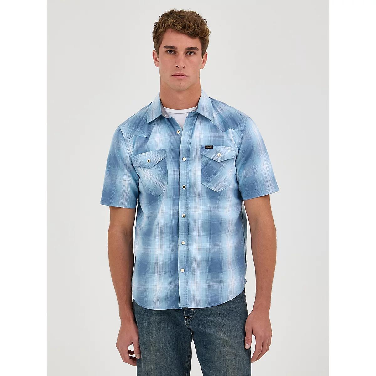 Men's Slub Cotton Plaid Shirt in Moonlight Product Image
