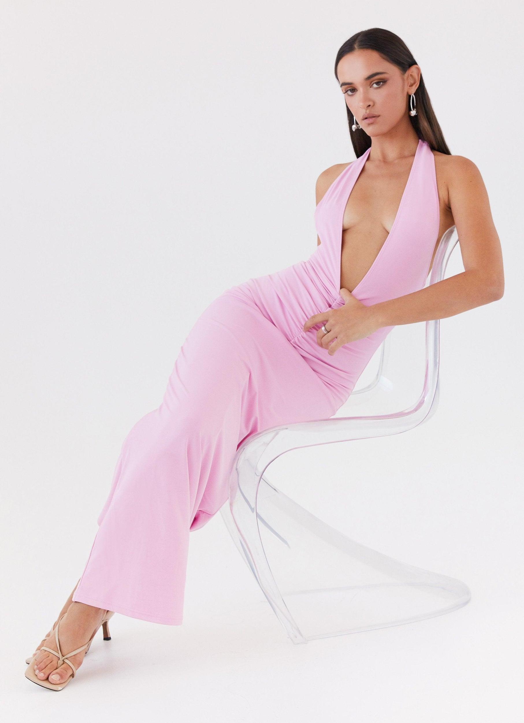 Whisked Away Halterneck Maxi Dress - Pink Product Image
