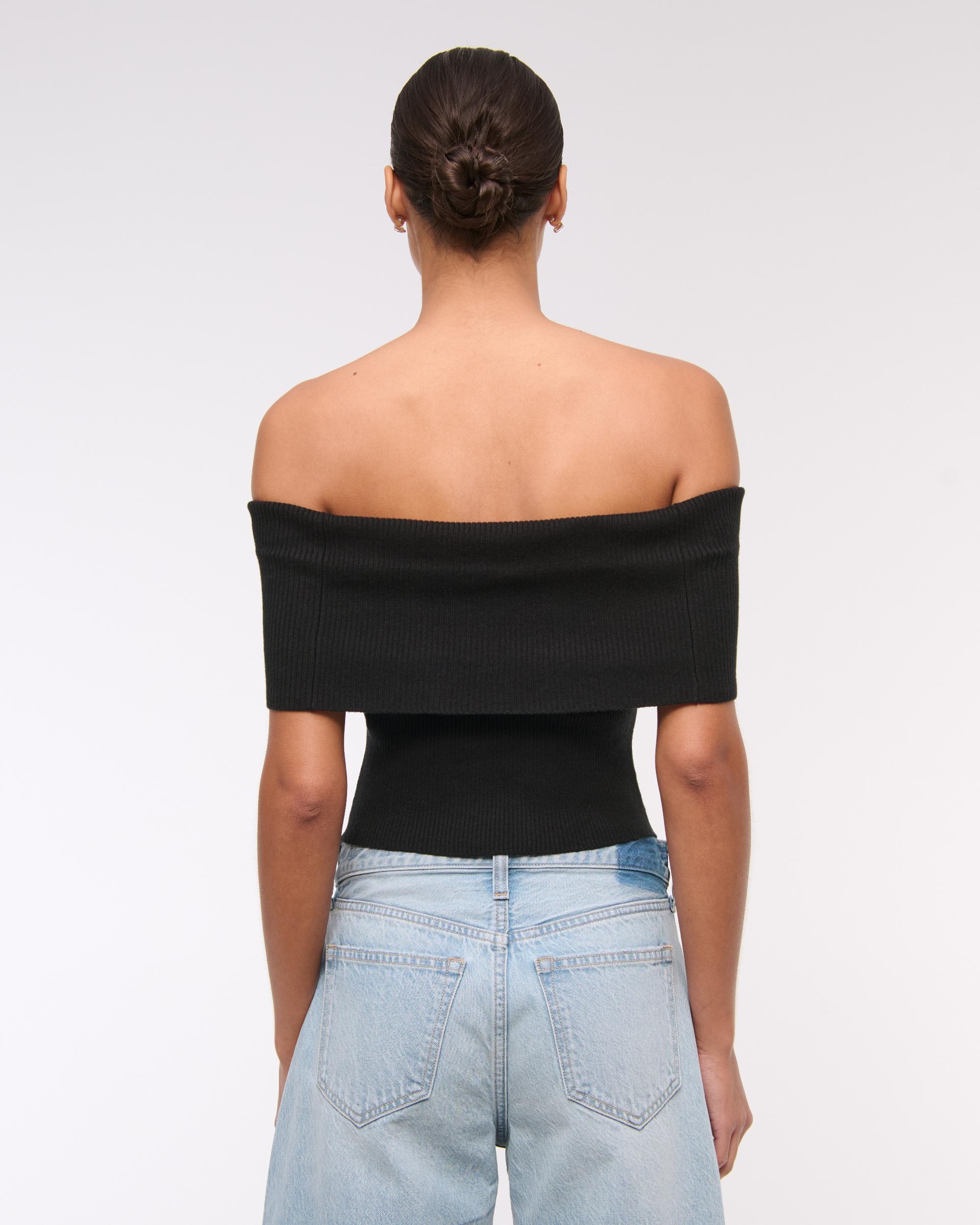Foldover Off-The-Shoulder Sweater Top Product Image
