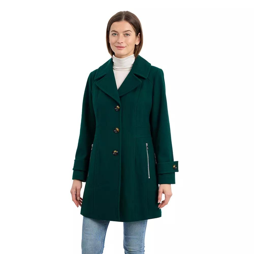 Women's London Fog Single Breasted Wool Blend Coat,  Product Image