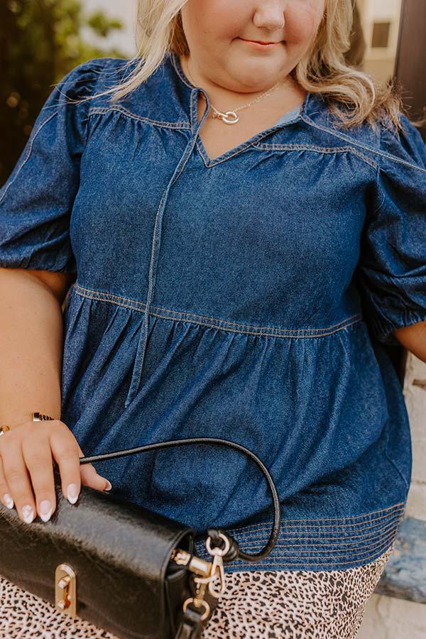 Sweet Darling Denim Babydoll Top Curves Product Image