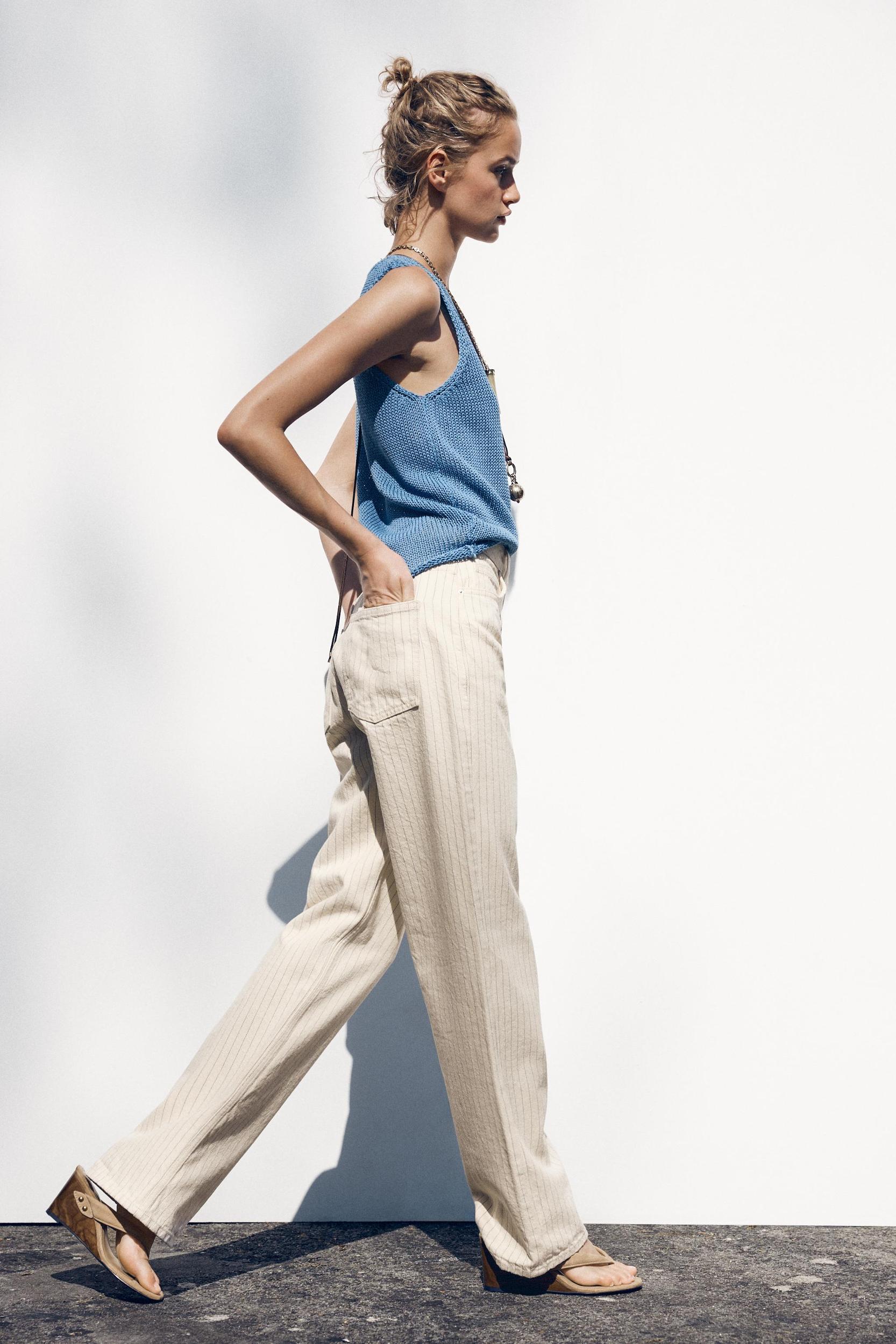 Z1975 STRIPED HIGH-WAIST STRAIGHT FULL-LENGTH JEANS Product Image