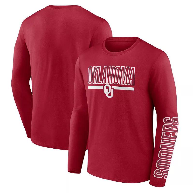Men's Profile Crimson Oklahoma Sooners Big & Tall Two-Hit Graphic Long Sleeve T-Shirt, Size: 5XLT, Red Product Image