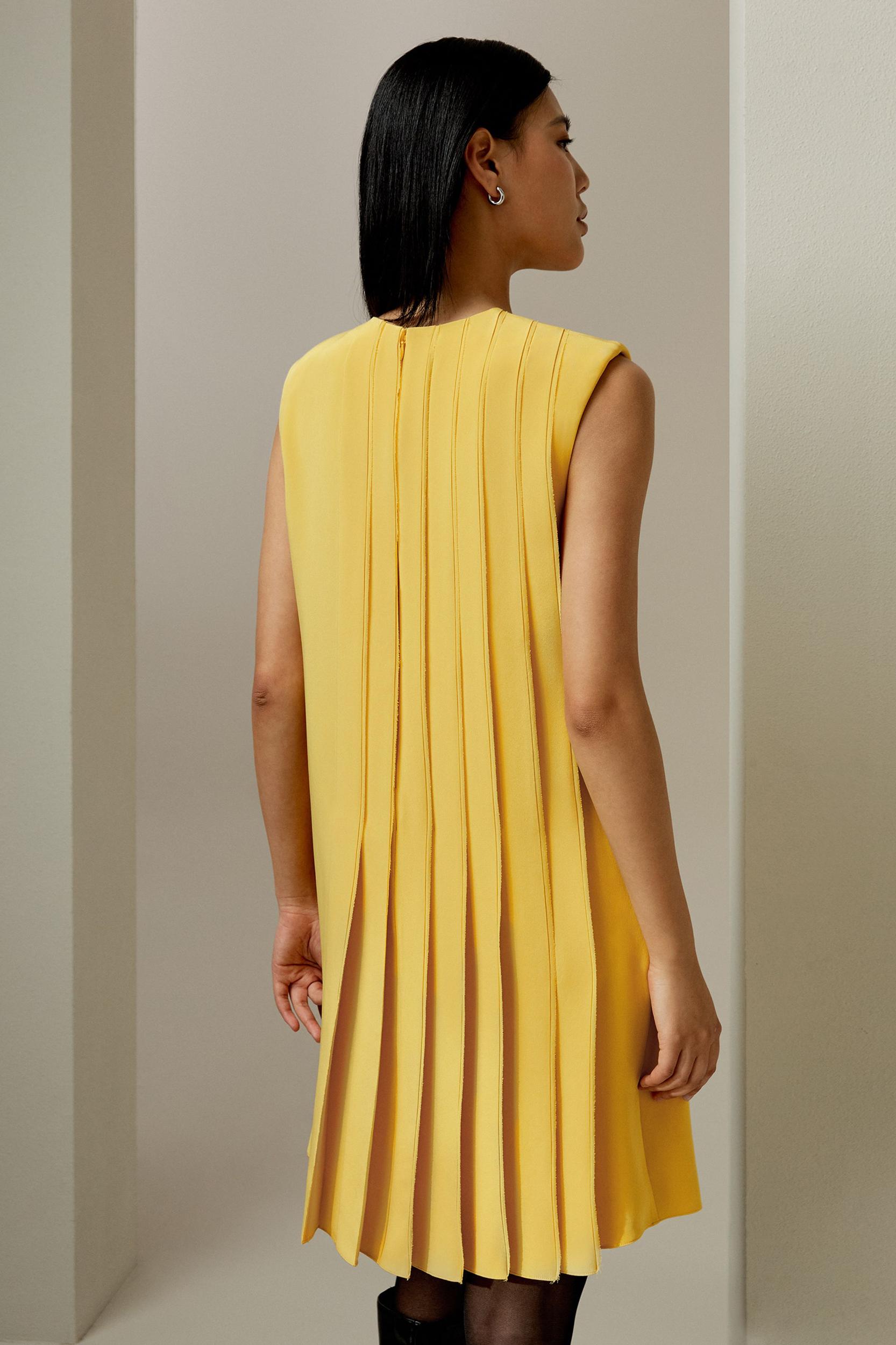 Sleeveless accordion pleated silk dress Product Image