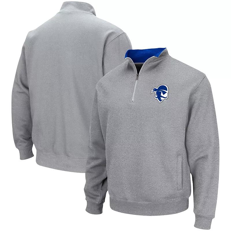 Men's Colosseum Heathered Gray NC State Wolfpack Tortugas Team Logo Quarter-Zip Jacket,  Product Image
