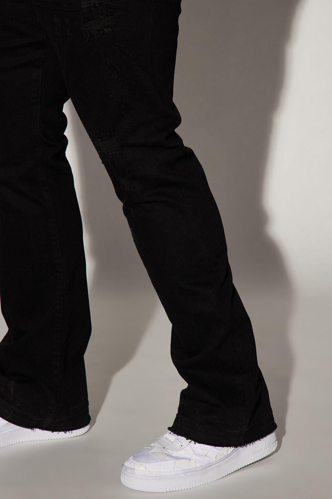 Do You Mind Stacked Skinny Flare Jeans - Black Product Image