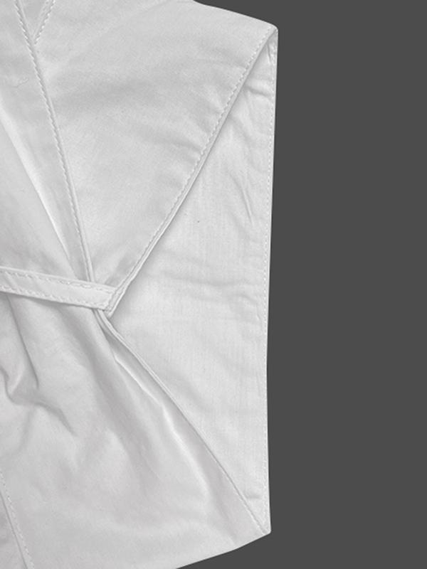 Flared Sleeves Long Sleeves Buttoned Falbala Solid Color Stand Collar Blouses&Shirts Tops Product Image