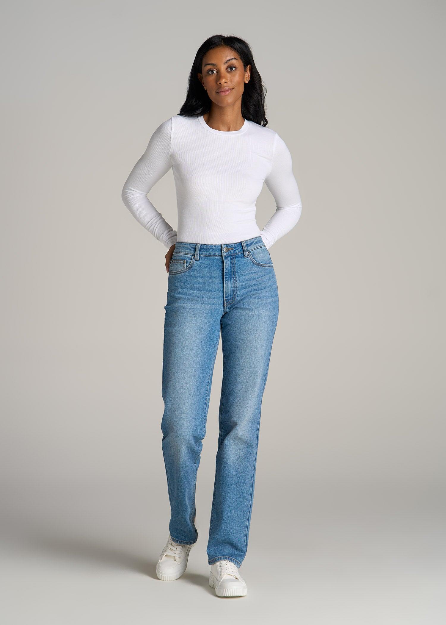 FITTED Ribbed Long Sleeve Tee for Tall Women in White Female Product Image