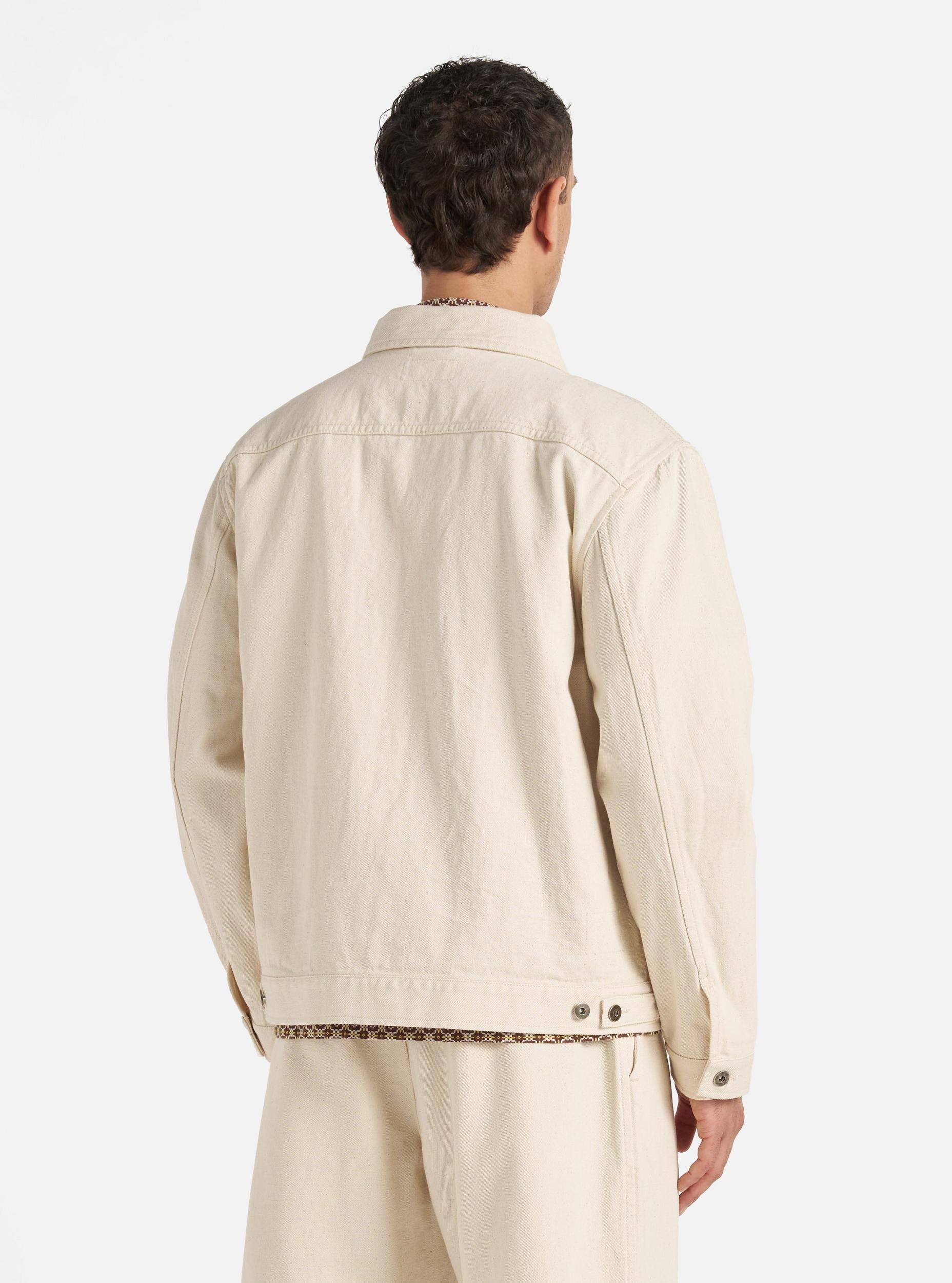 Universal Works Trucker Jacket in Ecru Recycled Cotton Product Image