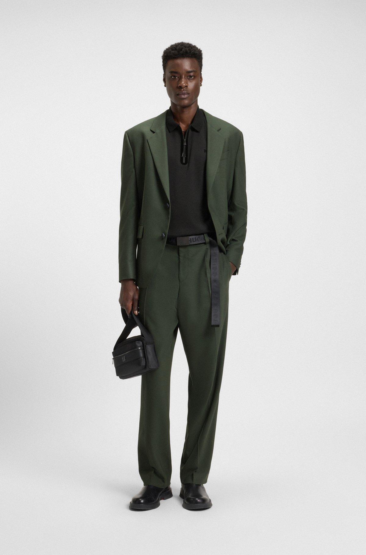 HUGO - Polo shirt with zip placket - Black Product Image