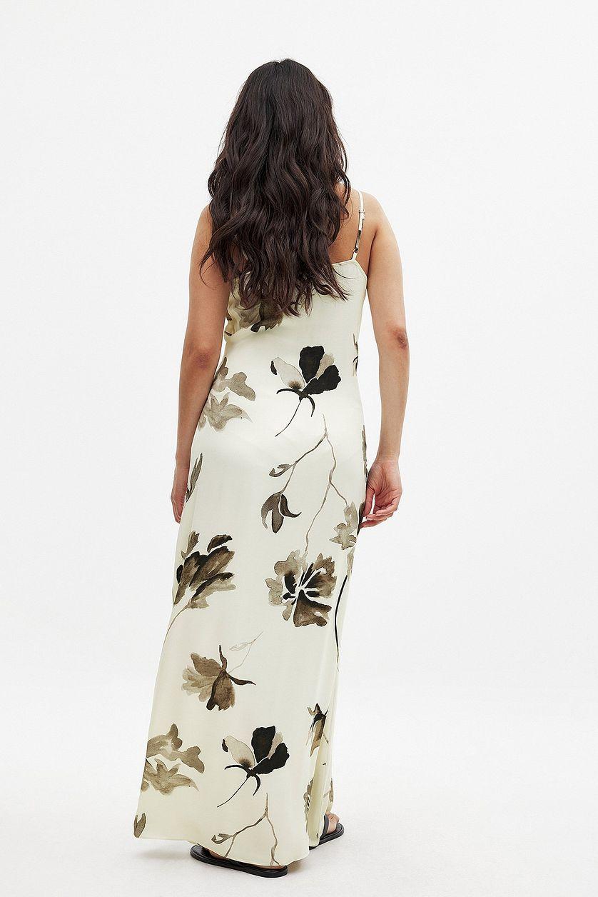 Printed Satin Maxi Slip Dress Product Image