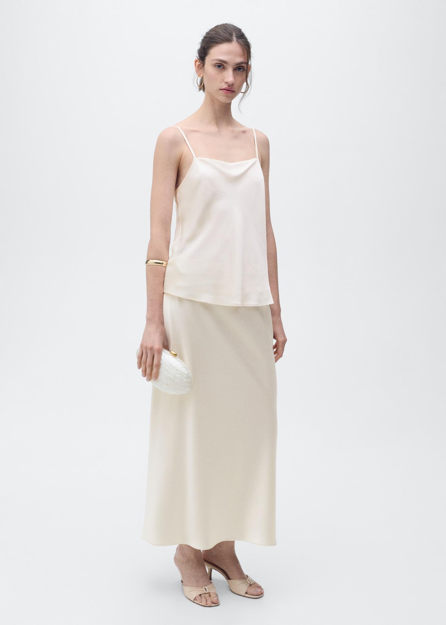 Midi satin skirt - Women | MANGO USA Product Image