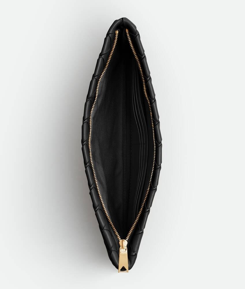 Women's Intrecciato Small Flat Pouch in Black Product Image