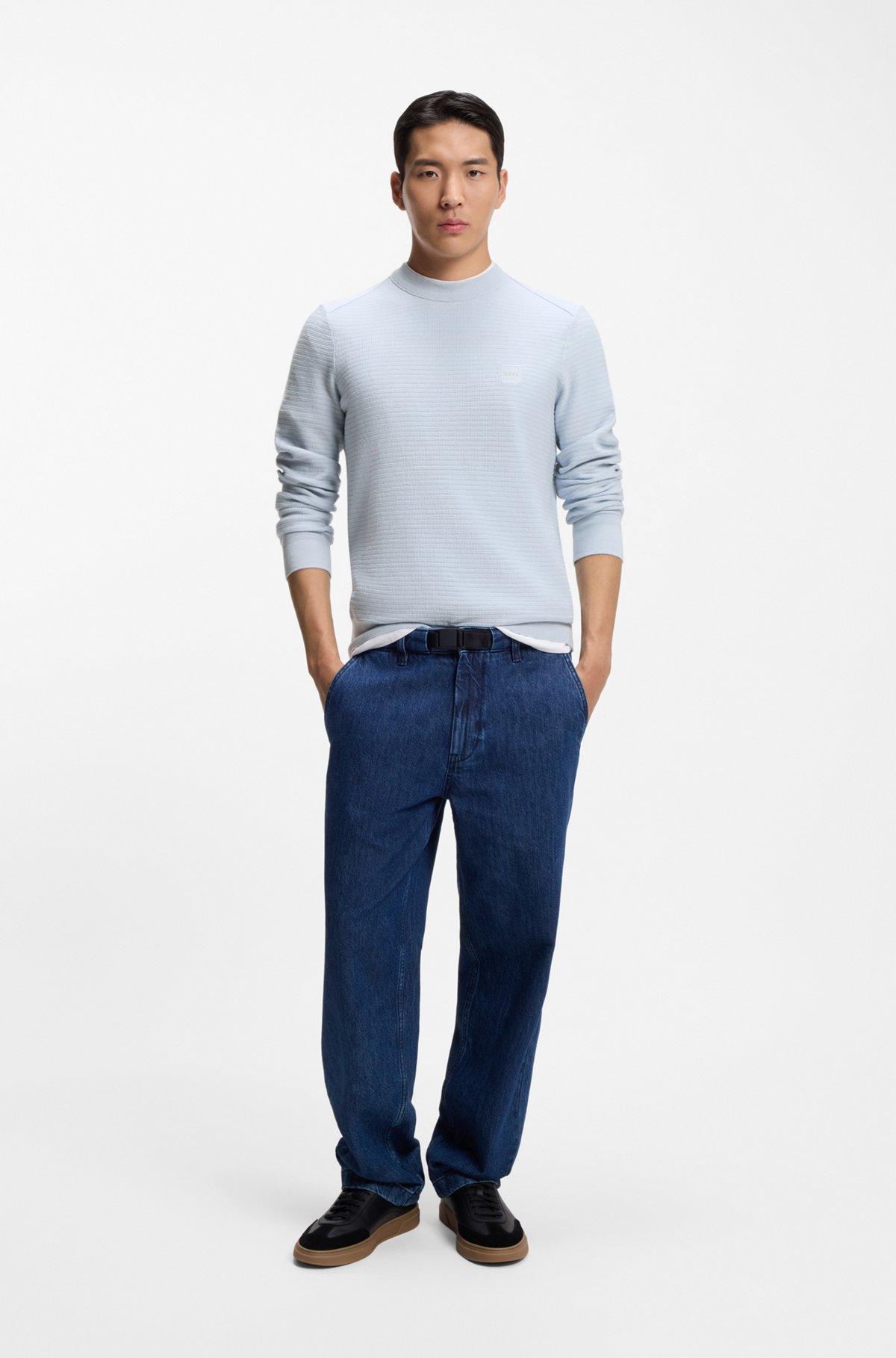 Cotton-cashmere sweater with logo patch Product Image