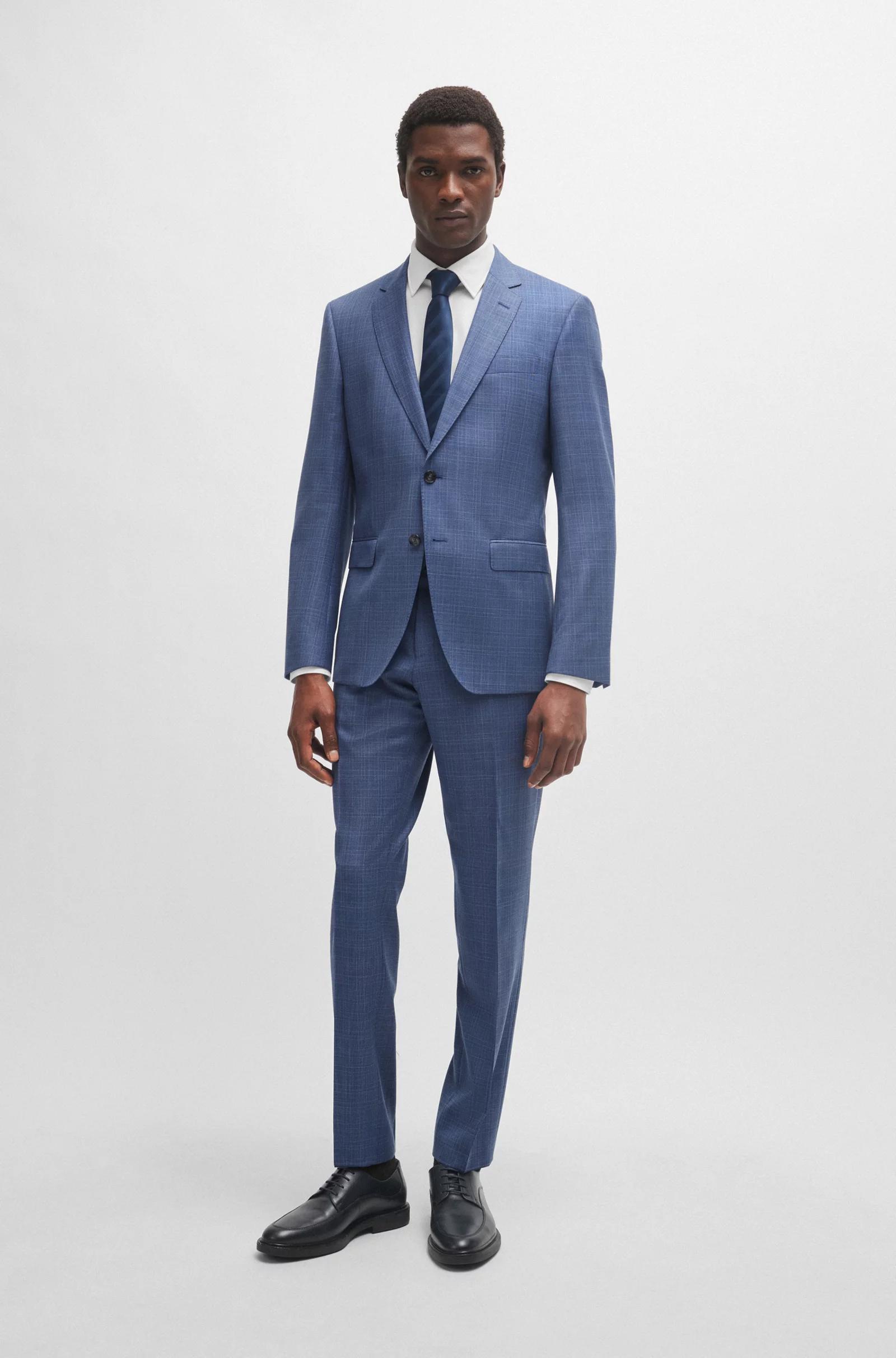 BOSS SLIM-FIT 2pcs Suit In CHECKED VIRGIN-WOOL SERGE Product Image