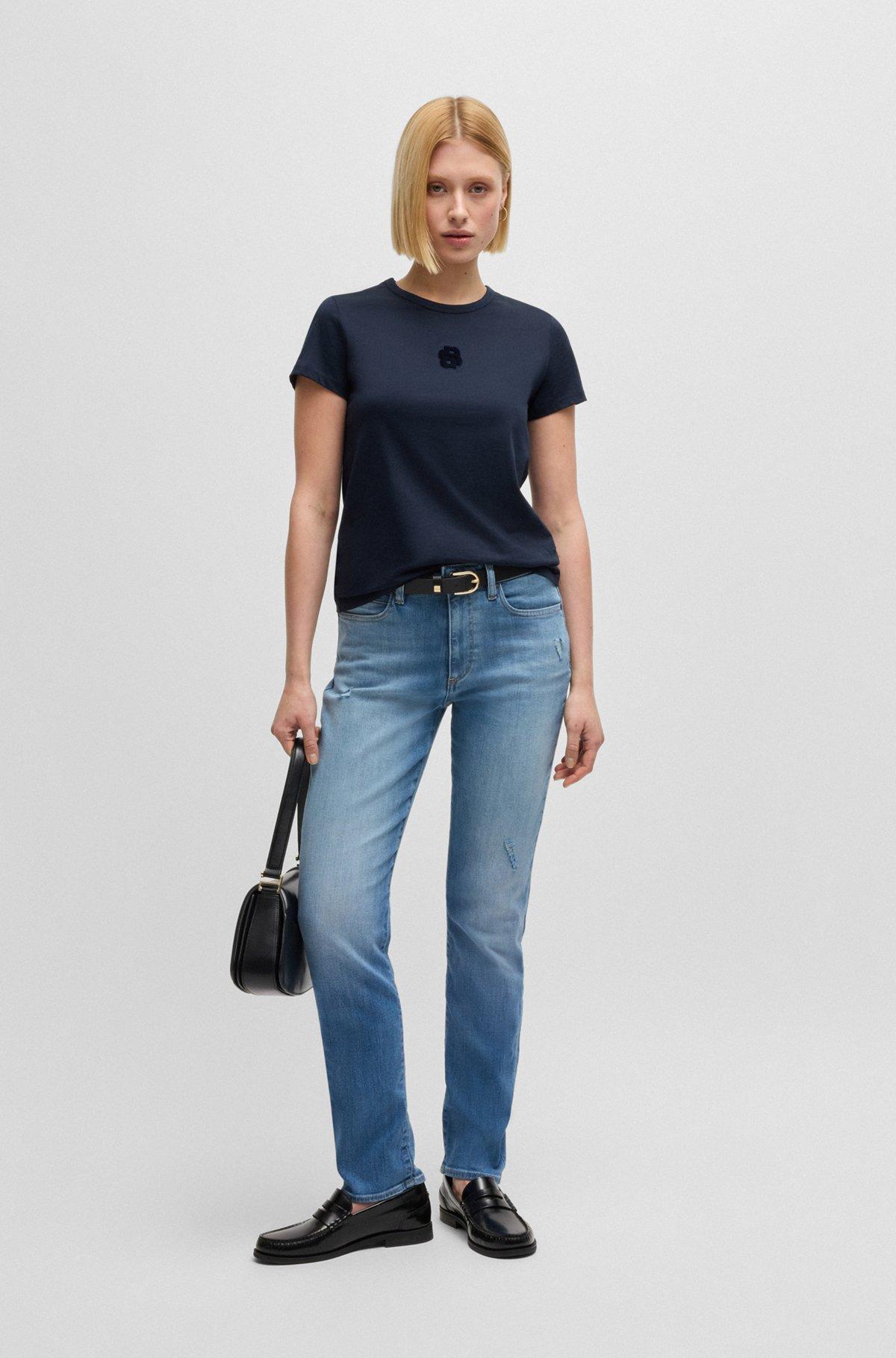 Slim-fit jeans in washed blue stretch denim Product Image