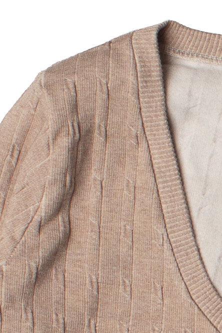 Cable Knit V Neck Crop Top Product Image