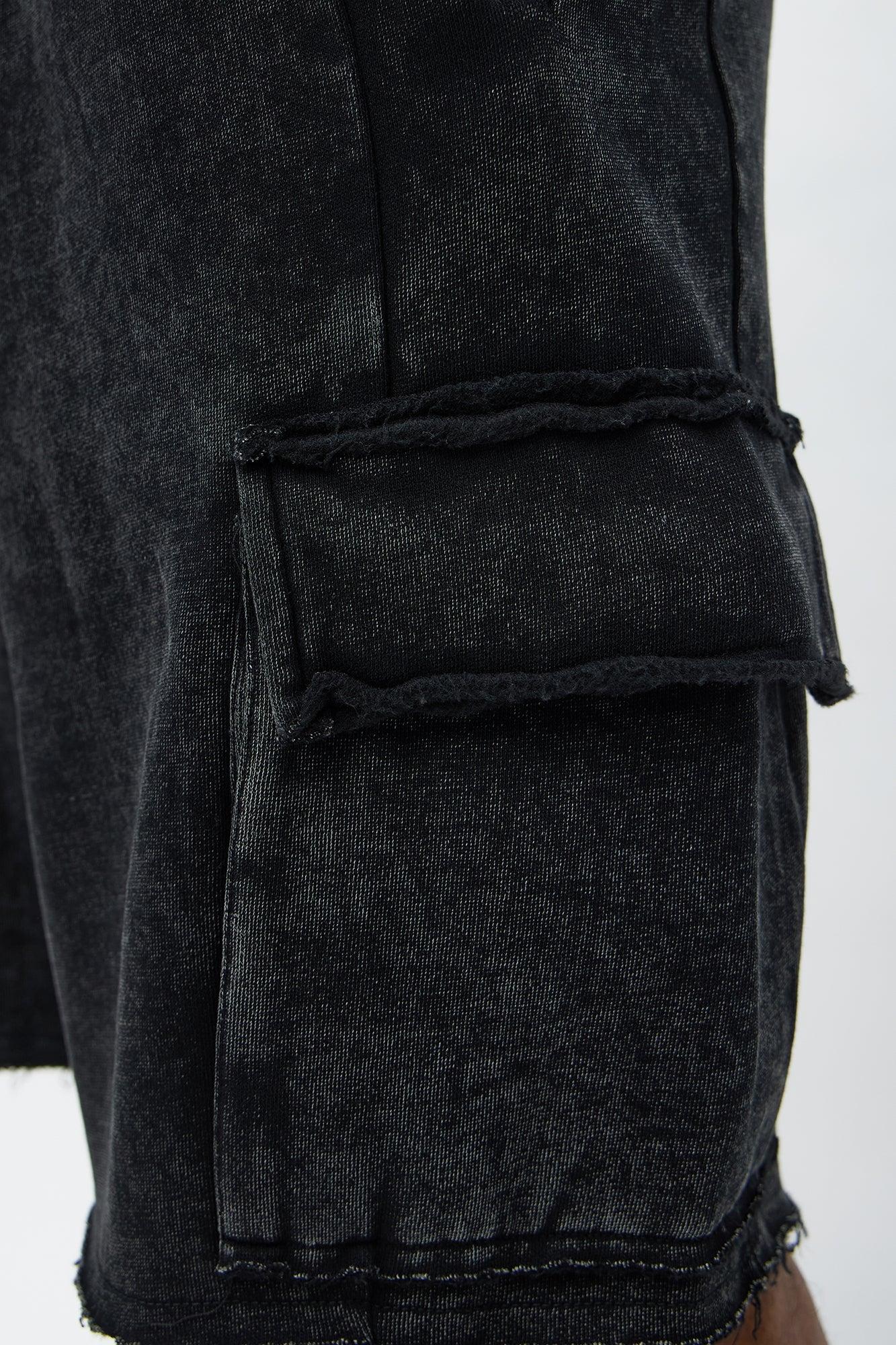 Cargo Baggy Sweatshort - Black Male Product Image