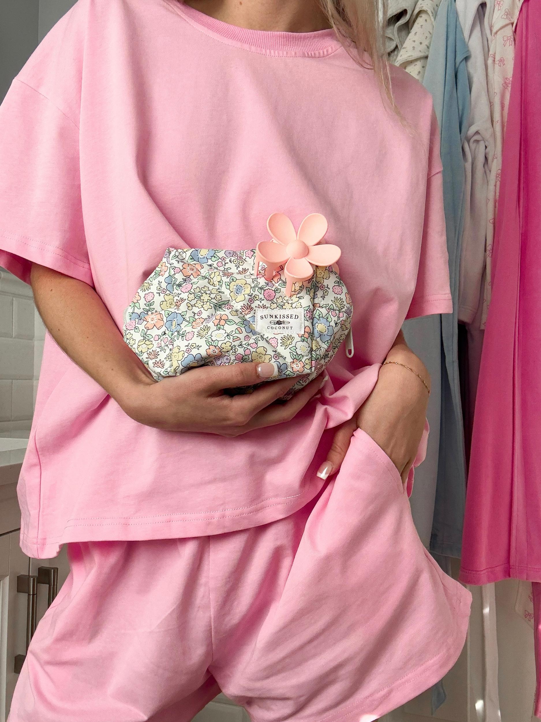 Lush Pink Basic Slightly Cropped Blank Tee Product Image