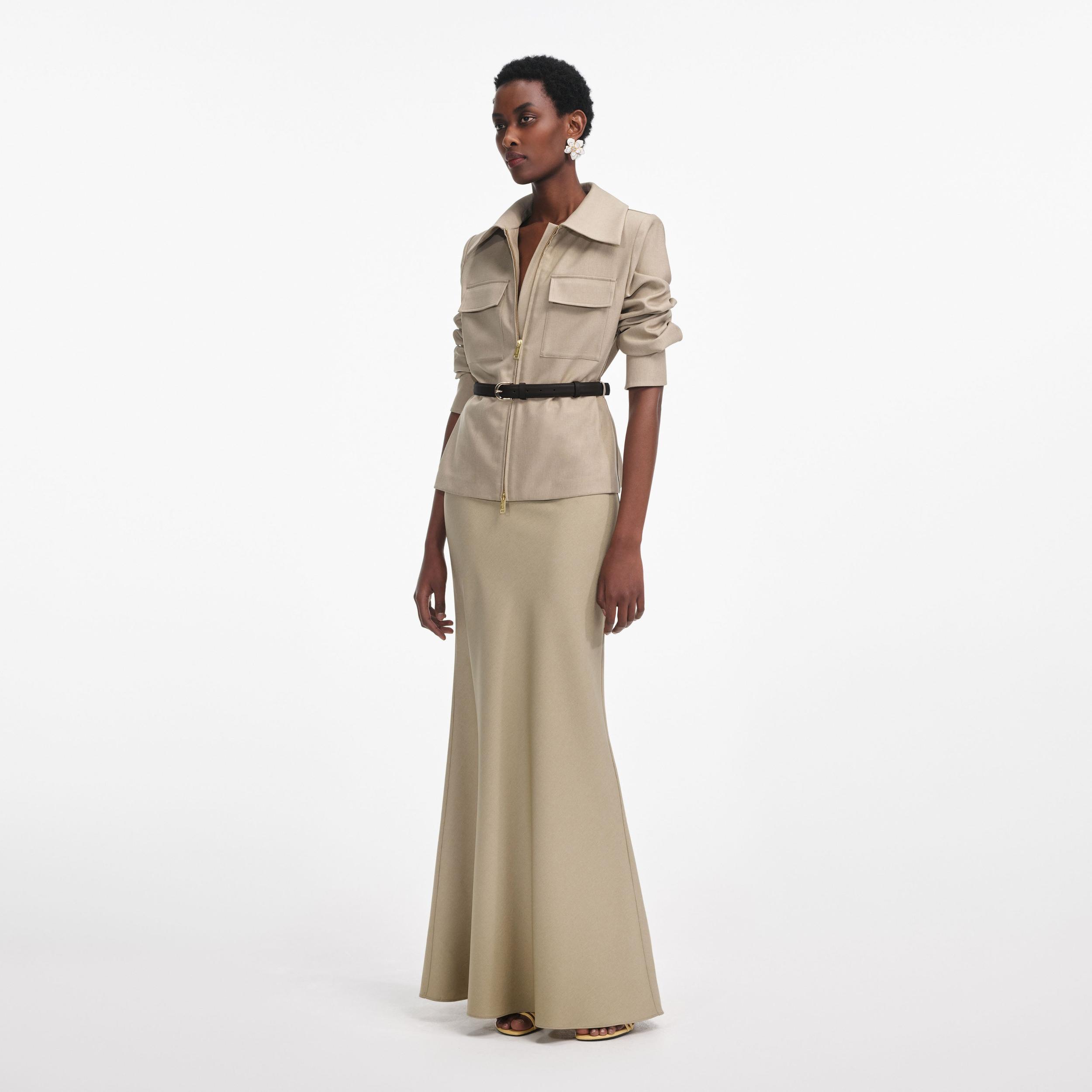 Beige Twill Maxi Dress Product Image