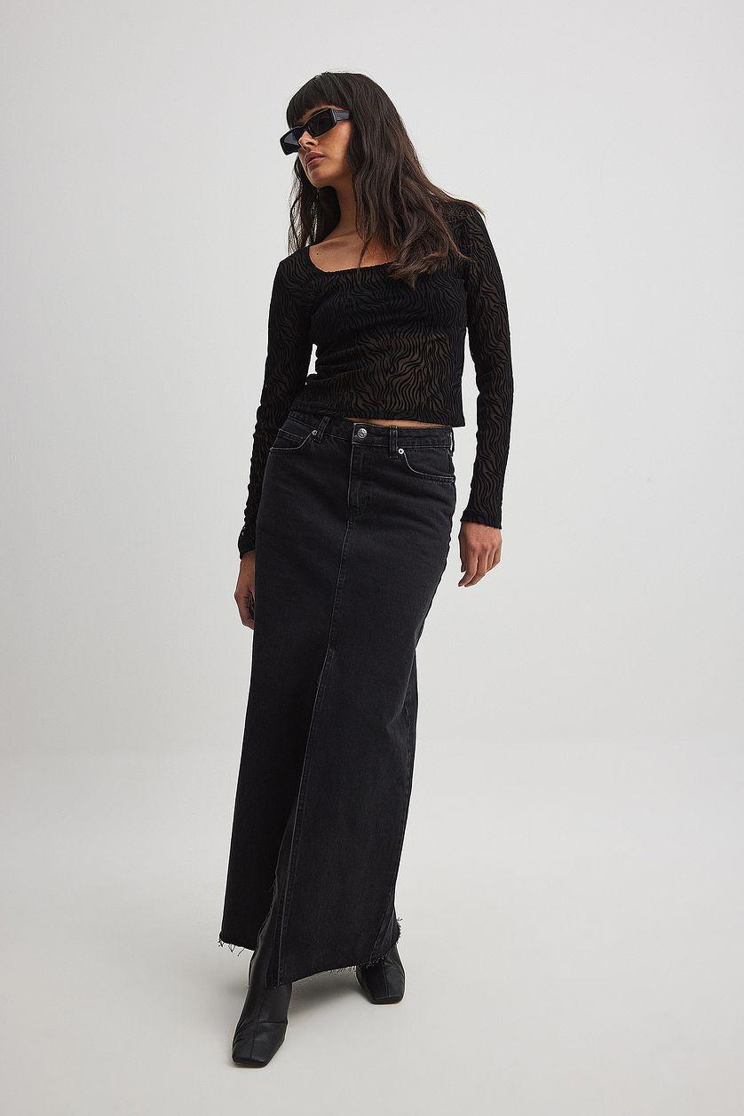 Burn Out Mesh Scoop Neck Top Product Image