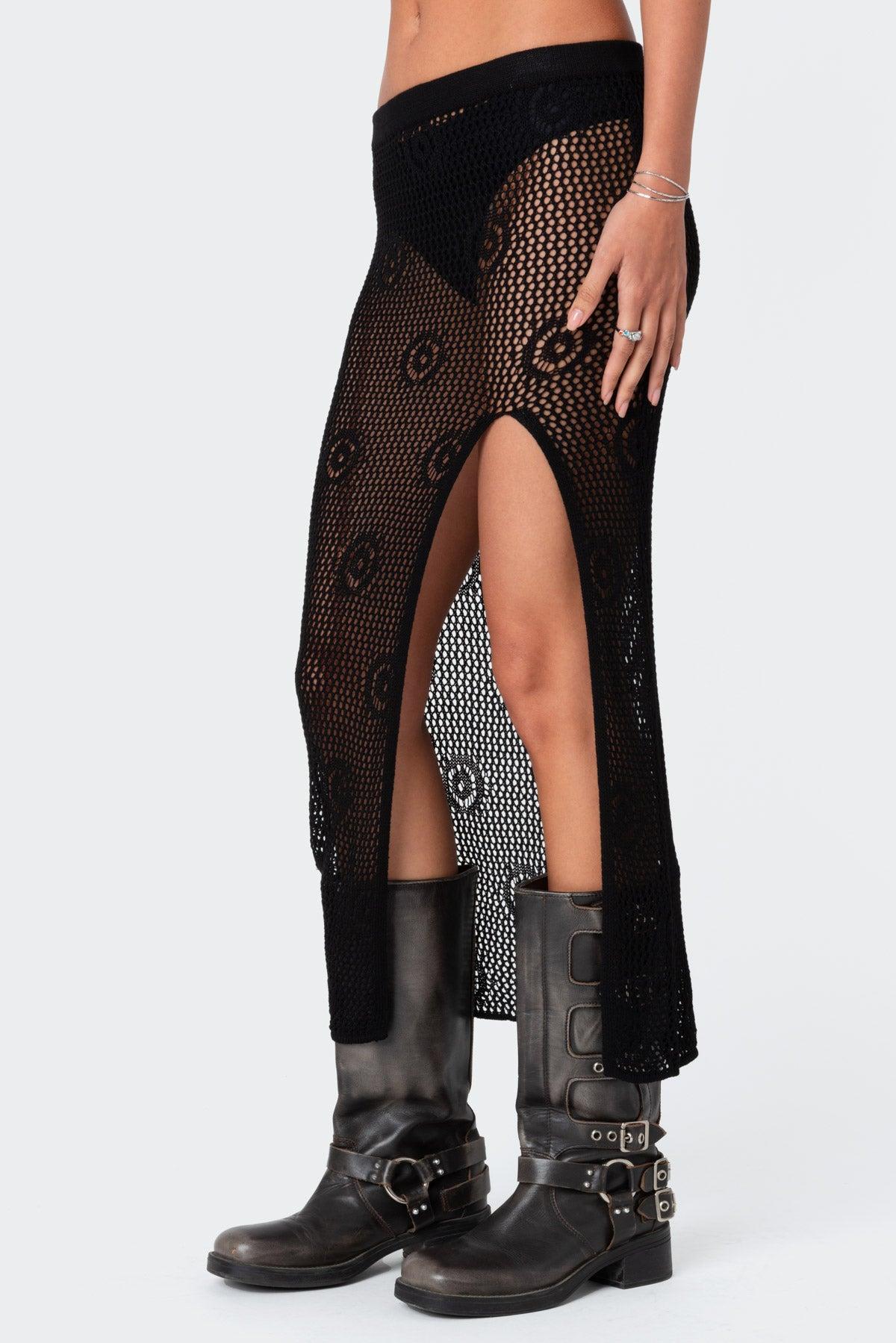 Monica Crochet Slitted Midi Skirt Product Image