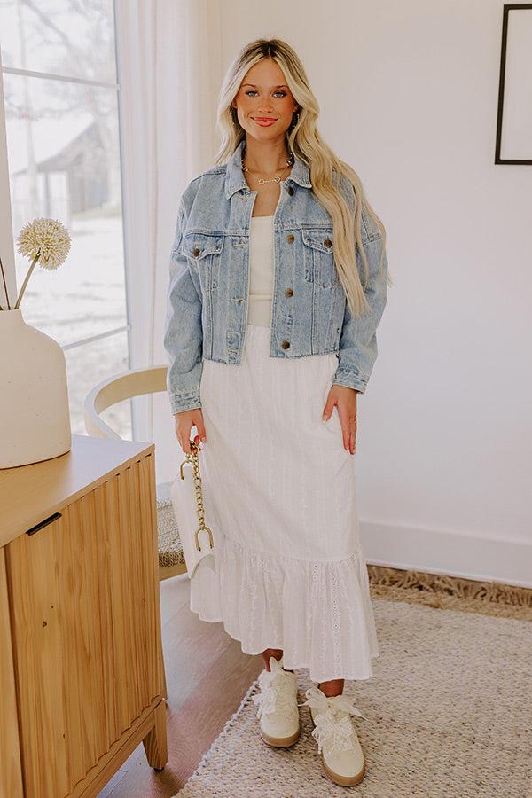 The Natalia High Waist Eyelet Midi Skirt Product Image