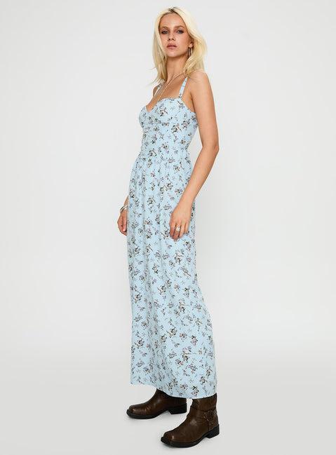 Izebella Maxi Dress Blue Floral Product Image