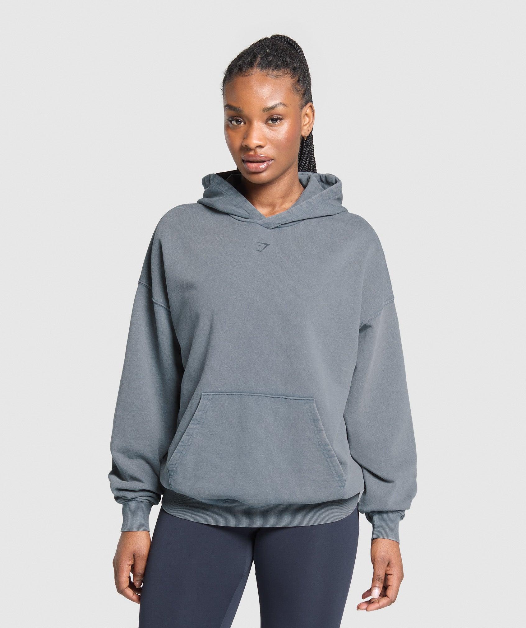 Gymshark GSLC Graphic Oversized Hoodie   - Iron Blue Female Product Image