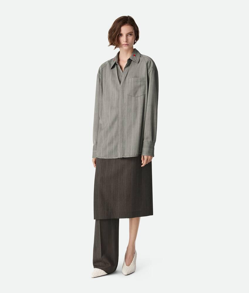 Women's Wool Subtle Stripe Shirt in Vulcano/bean melange Product Image