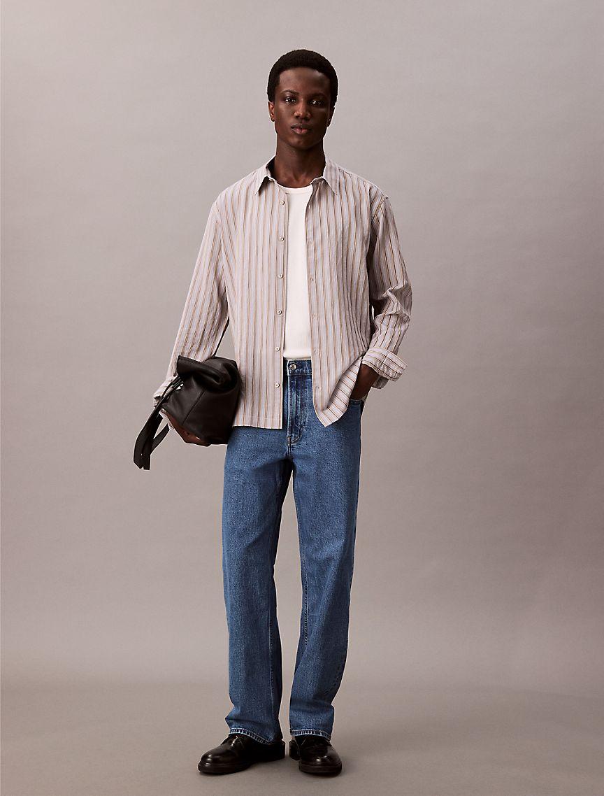 Stripe Relaxed Button-Down Shirt Product Image